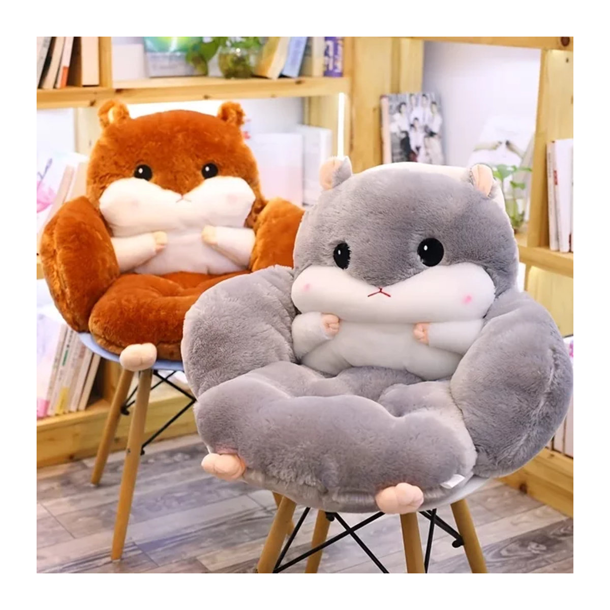 LIUSHADUOLA Plüschkissen mit Hamstermotiv in Pink als bequemes Rückenlehnenkissen für dein Sofa - Bild 1