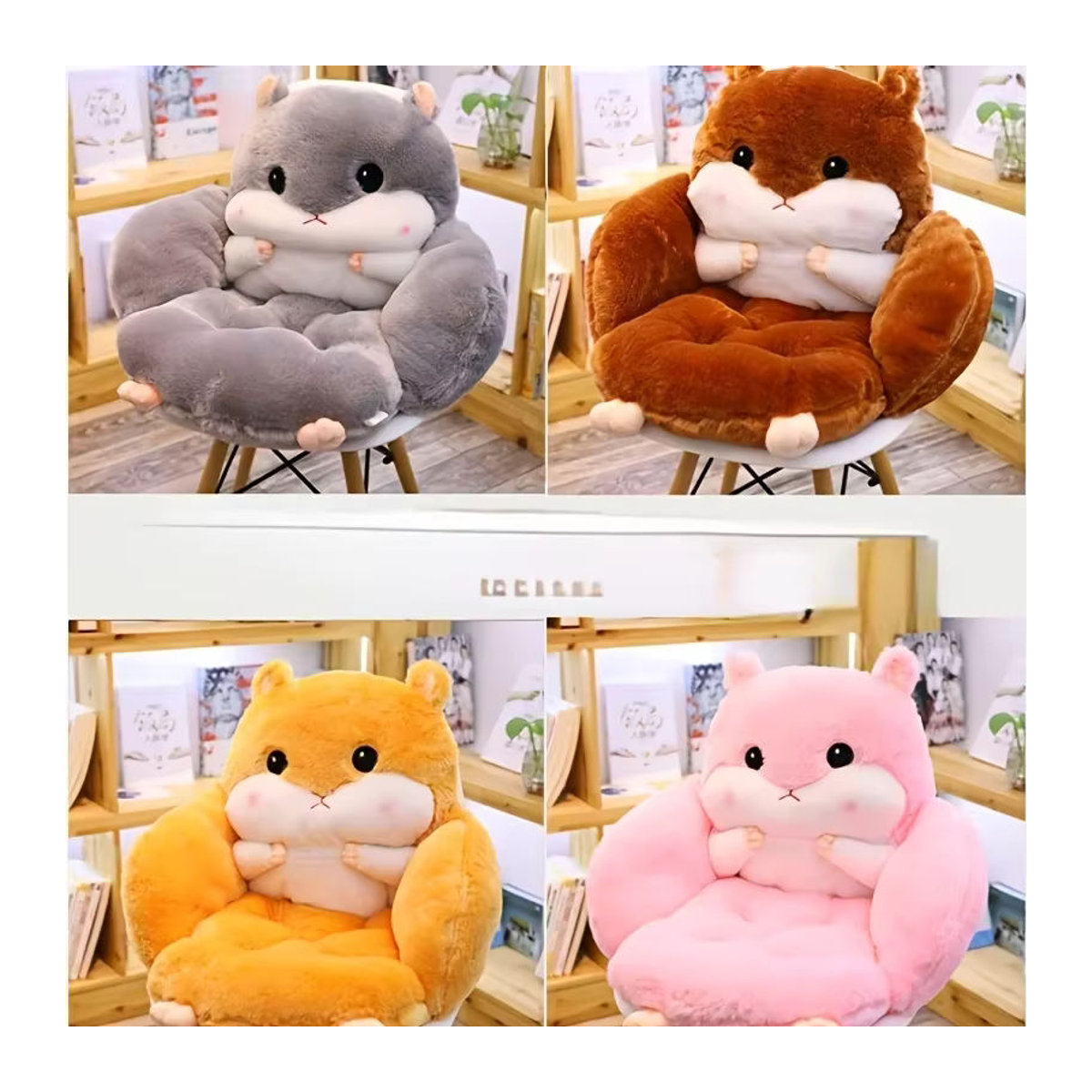 LIUSHADUOLA Plüschkissen mit Hamstermotiv in Pink als bequemes Rückenlehnenkissen für dein Sofa - Bild 3