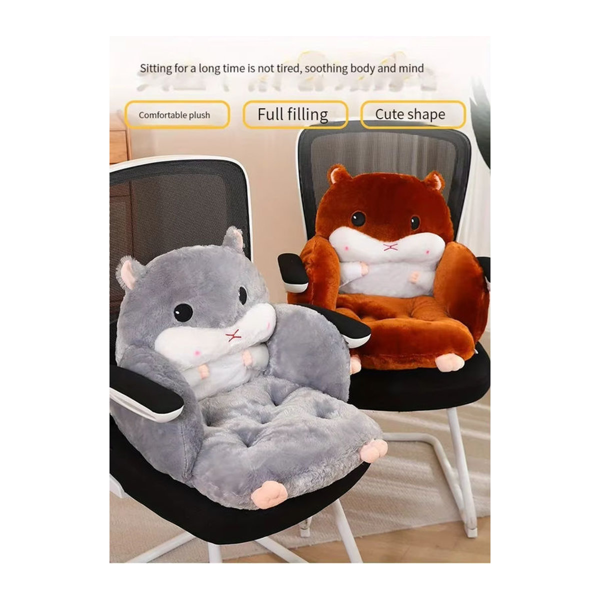 LIUSHADUOLA Plüschkissen mit Hamstermotiv in Pink als bequemes Rückenlehnenkissen für dein Sofa - Bild 4