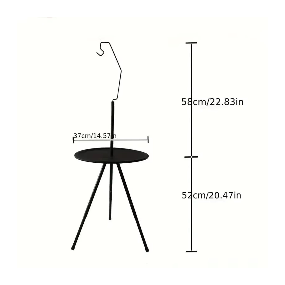 LIUSHADUOLA Tragbarer Outdoor-Tisch in Schwarz mit Lampenständer und faltbarer Eisenkonstruktion im lässigen Stil - Bild 4