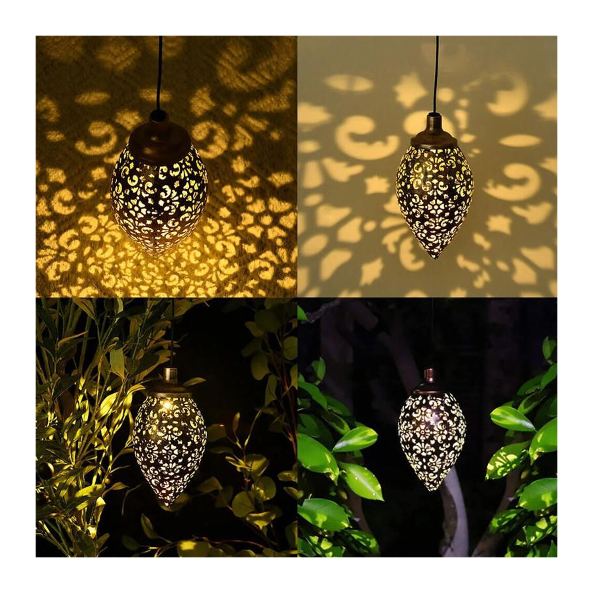 LIUXING Fire Solar Lamp Set mit 3 Stück tropfenförmigen LED Solar-Projektionslichtern in Warmweiß, Schwarz, IP44 wasserdicht für Garten, Terrasse und Außenbereich - Bild 3