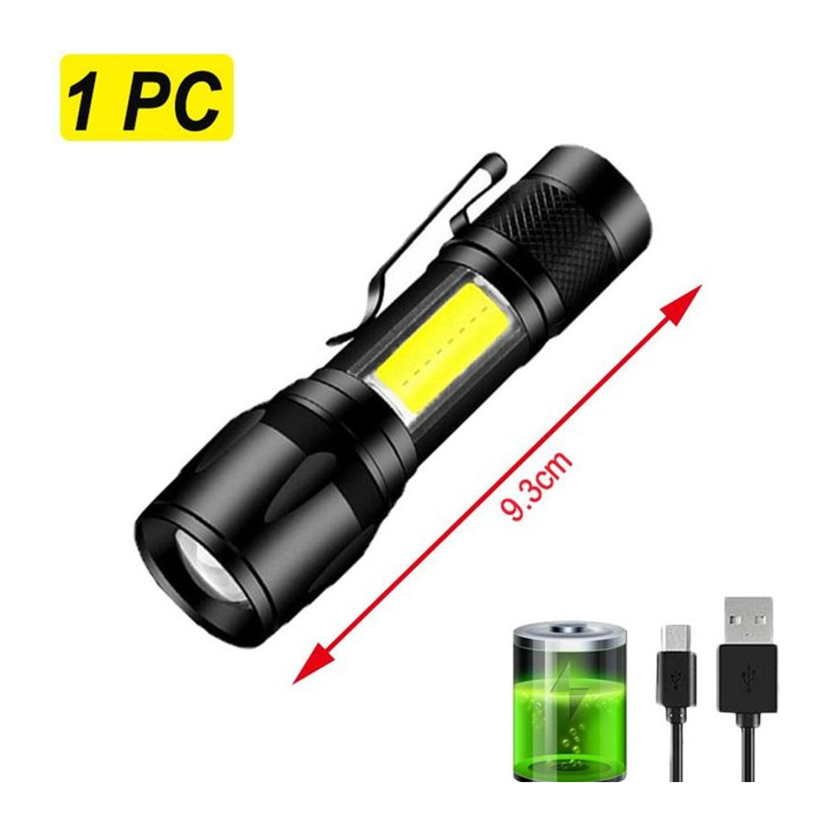 LIUXING Mini USB aufladbare LED Taschenlampe mit Zoom und COB-Licht, wasserdicht für Outdoor und Camping - Bild 1