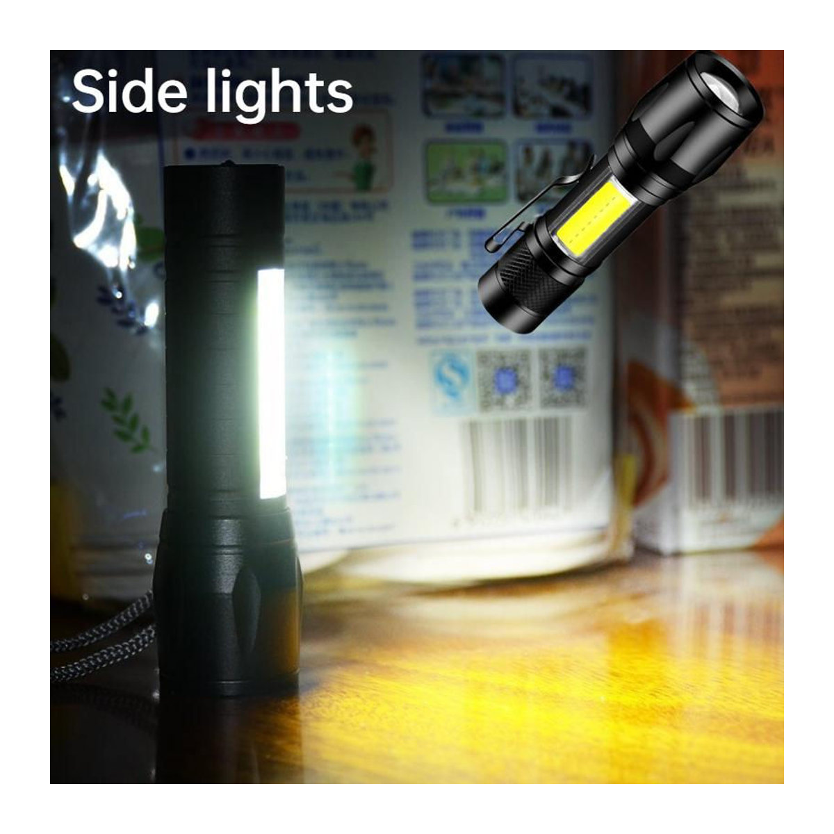 LIUXING Mini USB aufladbare LED Taschenlampe mit Zoom und COB-Licht, wasserdicht für Outdoor und Camping - Bild 5