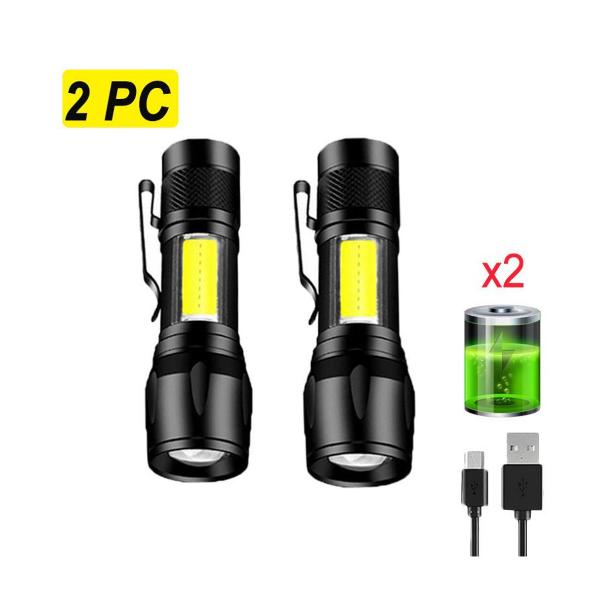 LIUXING Mini USB aufladbare LED Taschenlampe mit Zoom und COB-Licht, wasserdicht für Outdoor und Camping - Bild 6