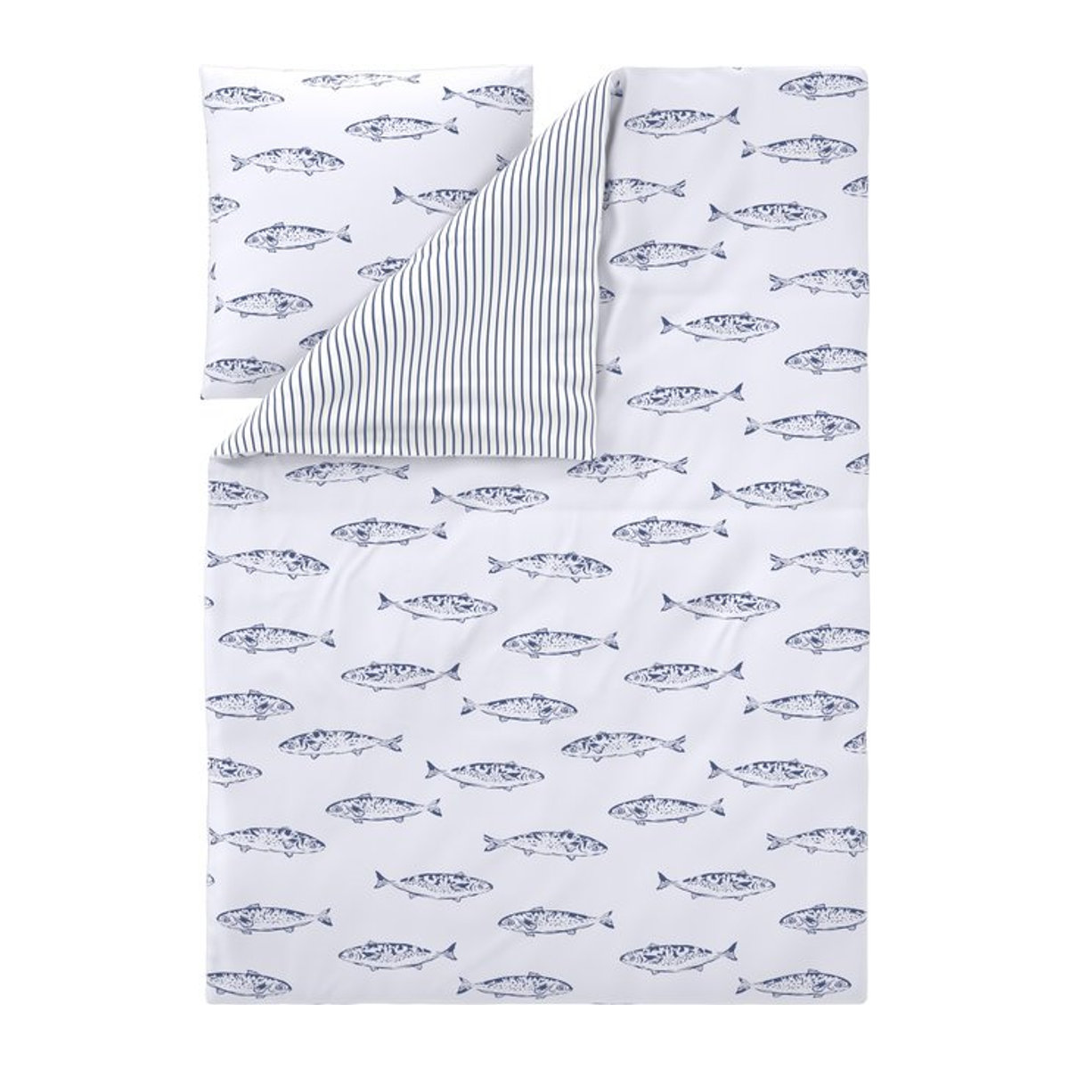 LIVARNO Edel-Renforcé-Bettwäsche mit Fischmotiv in Weiß, 135 x 200 cm - Bild 1