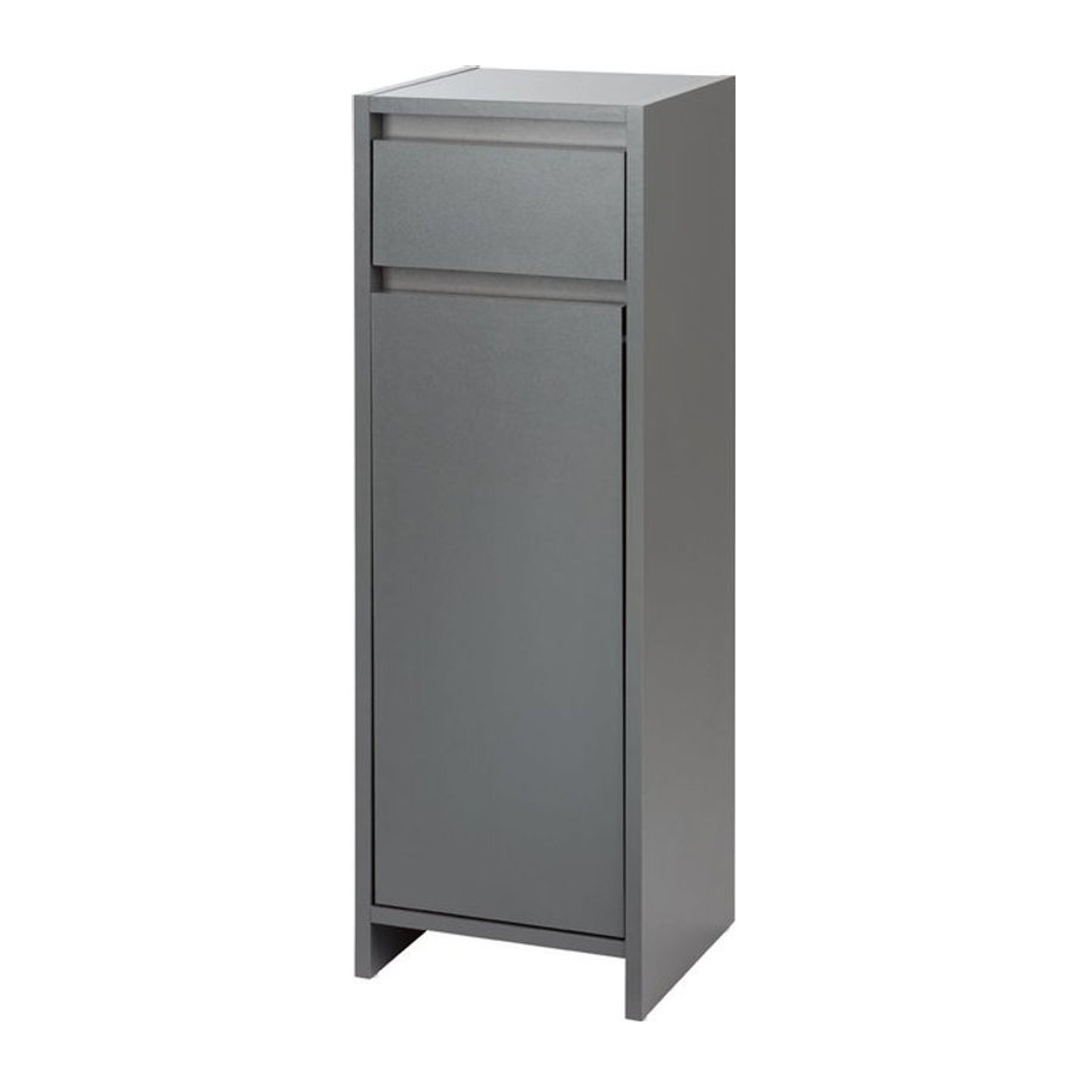 LIVARNO home Bad-Seitenschrank Oslo mit Wäschekorb in Anthrazit und Grau, moderner Badezimmerschrank aus Holzwerkstoff und Metall mit Drehtüren - Bild 1