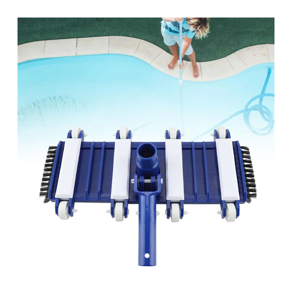 Lixada Hochleistungs-Pool-Bürstenkopf für Fischteiche und Poolreinigung aus Kunststoff in Blau - Bild 3