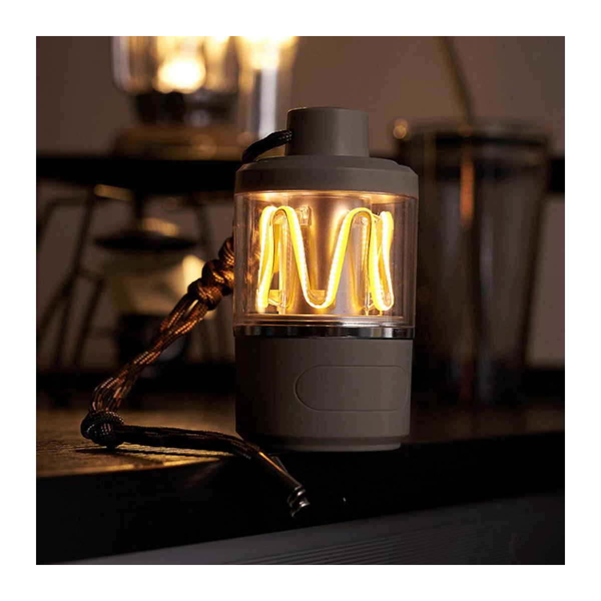 Lixada LED-Campingleuchte Retro und Minimalistisch, wasserdichte tragbare Tischlampe, wiederaufladbare Camping-Laterne, beige - Bild 8