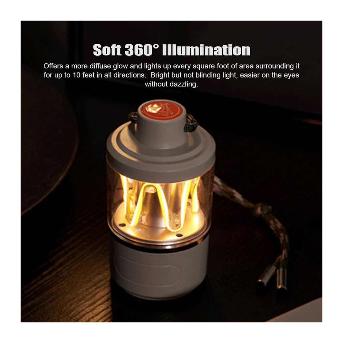 Lixada LED-Campingleuchte Retro und Minimalistisch, wasserdichte tragbare Tischlampe, wiederaufladbare Camping-Laterne, beige - Bild 9