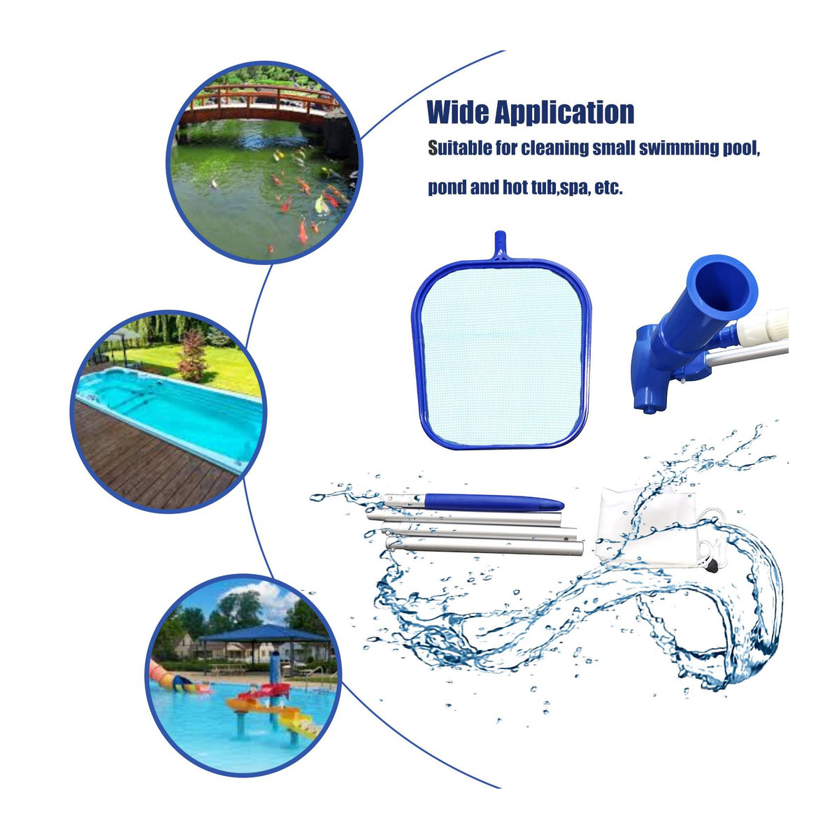Lixada Pool-Reinigungsset in Blau und Weiß mit Skimmer, Bürste und Vakuumschlauch zur Schwimmbad-Wartung - Bild 3