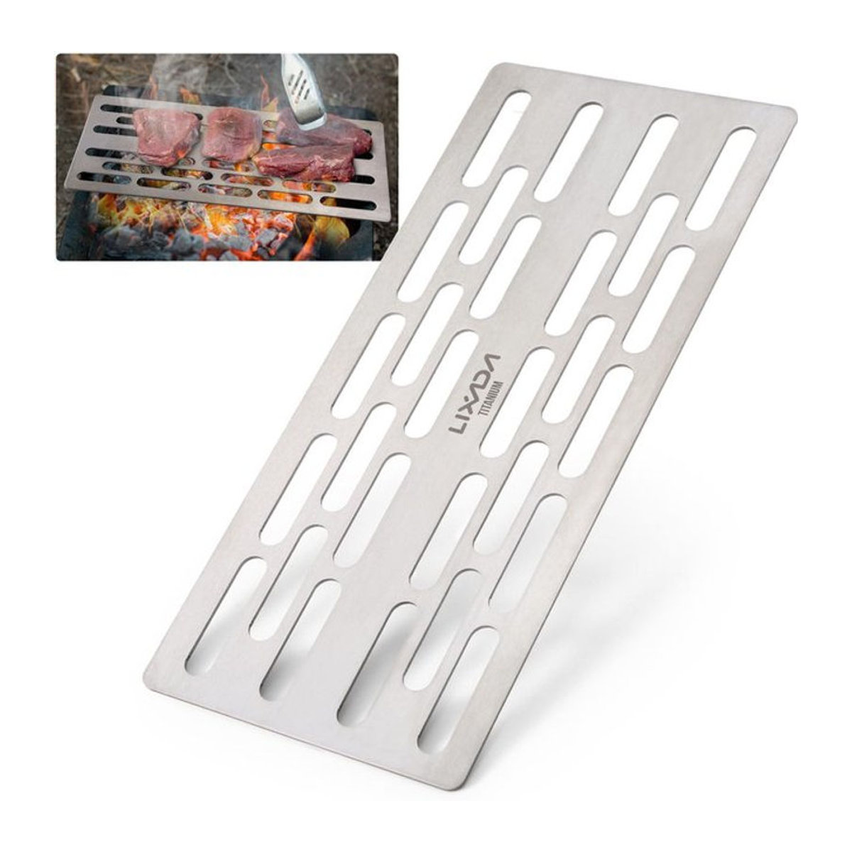 Lixada Titan-Grill aus Metall, leichter und tragbarer BBQ-Grill für Camping und Wandern, Silber - Bild 1