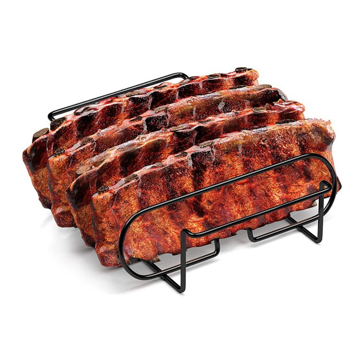 LMETJMA BBQ-Rippenständer aus antihaftbeschichtetem Stahl für Gasgrills, hält 4 Rippen-Racks, Modell JT25t - Bild 1