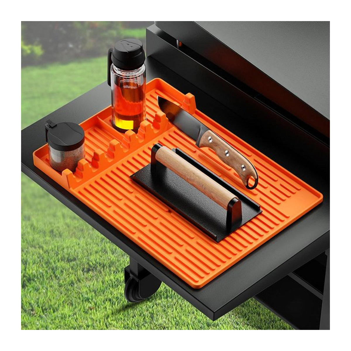 LMETJMA Silikon-Grillplatten-Werkzeugmatte für Blackstone mit Tropfpad und Hitzebeständigkeit JT485 - Bild 1