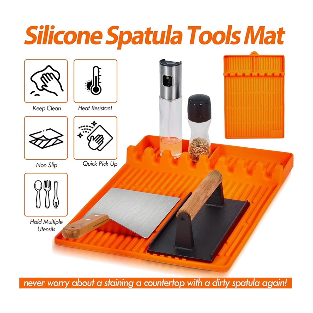 LMETJMA Silikon-Grillplatten-Werkzeugmatte für Blackstone mit Tropfpad und Hitzebeständigkeit JT485 - Bild 3