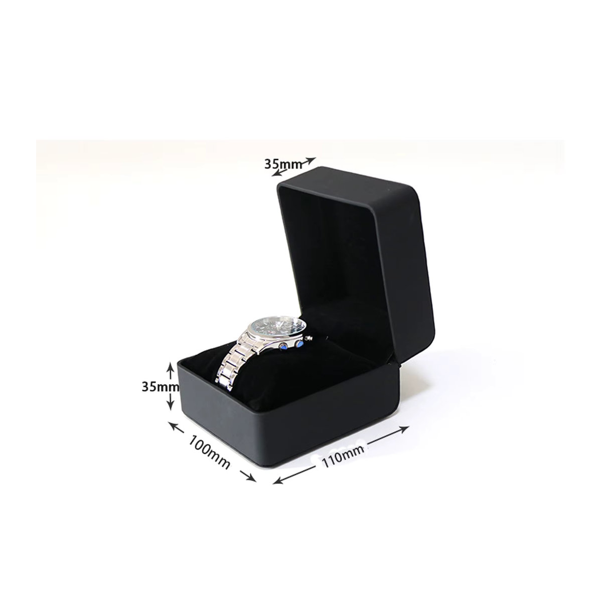 Lnofxas Einzeluhr-Geschenkbox für Herren aus schwarzem PU-Leder mit Kissen und Vitrine - Bild 2