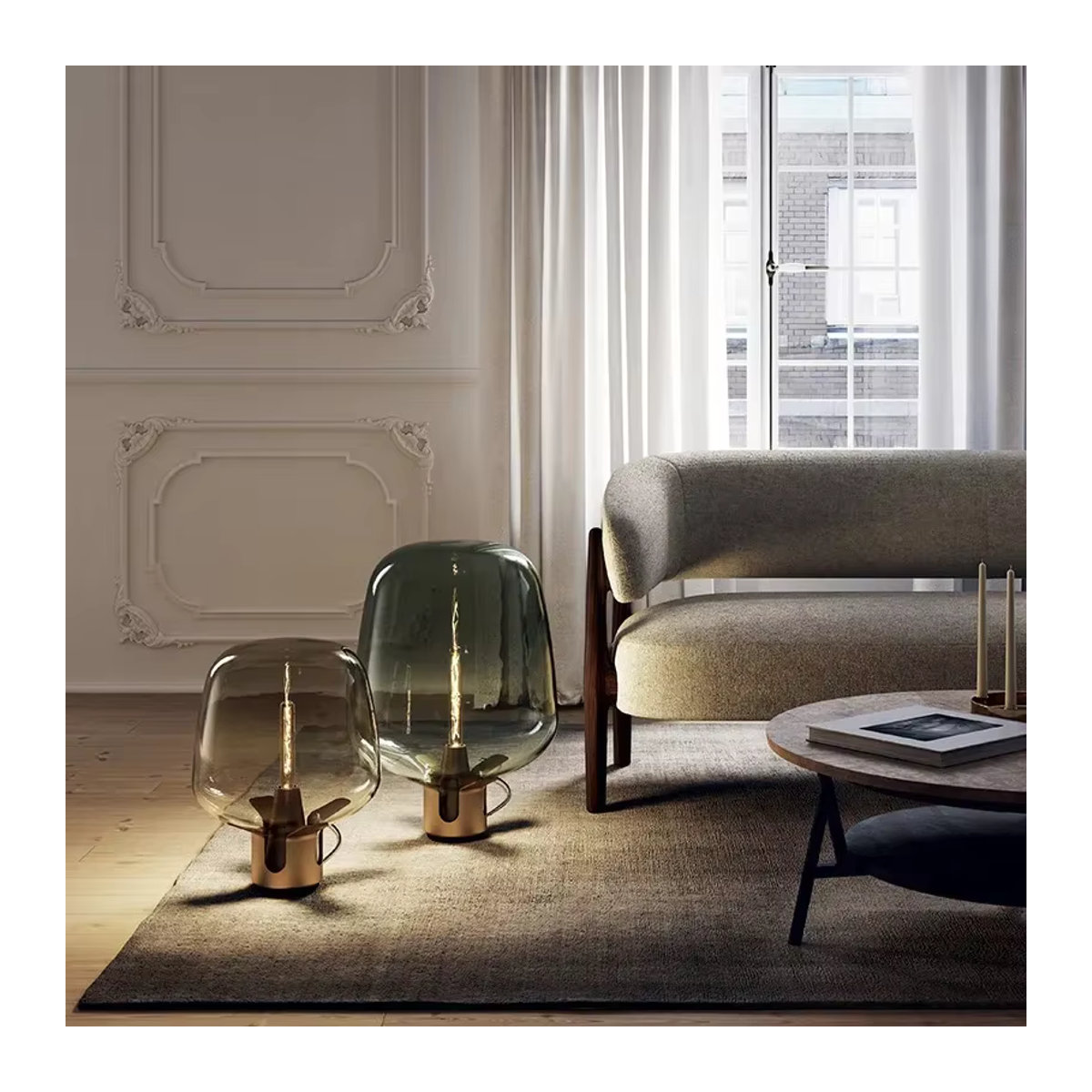 Lodes Flar Tischlampe aus italienischem Design in Rauchglas - Bild 2