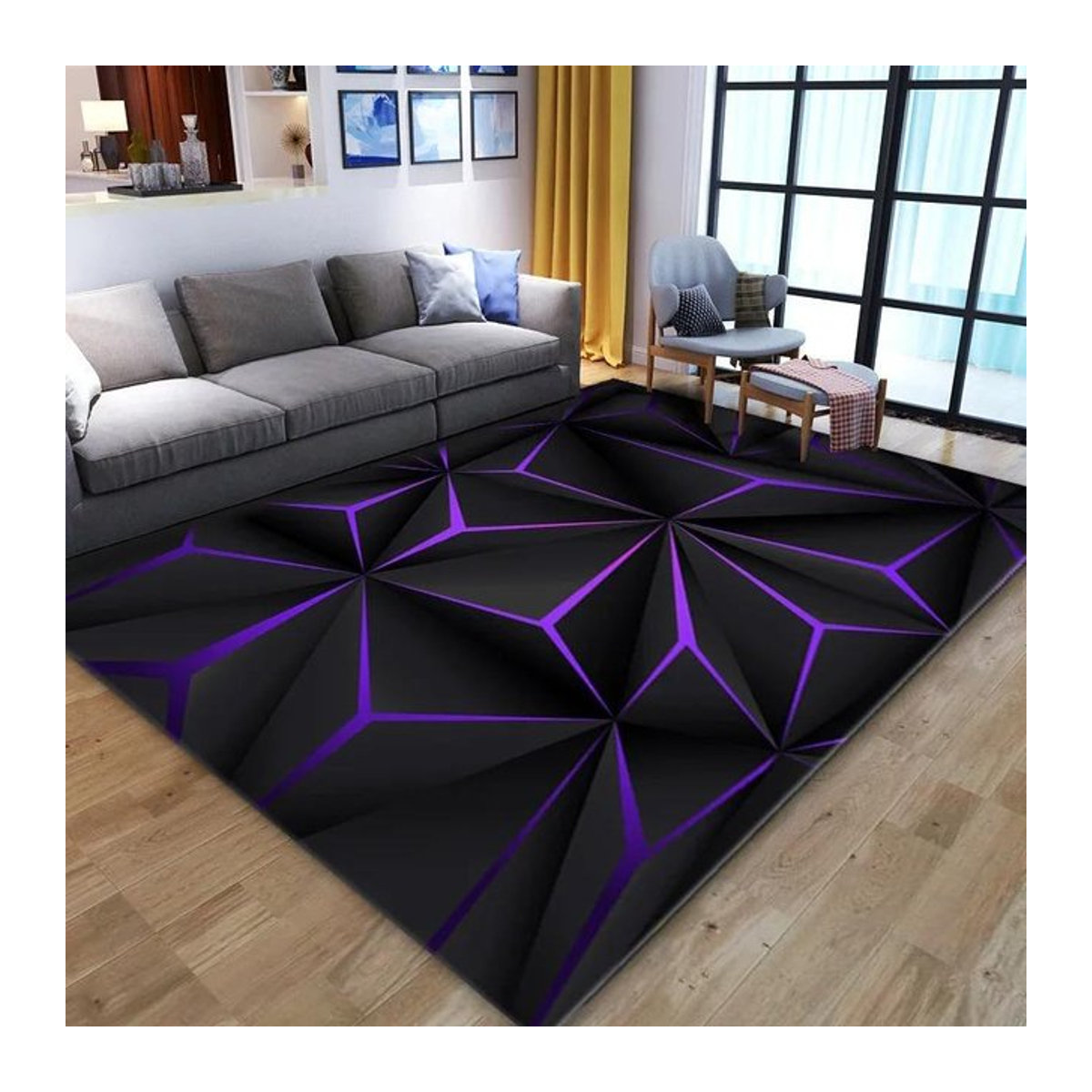 Lodestar 3D Stereo Vision Druckteppich aus Polyester, rutschfeste und saugfähige Fußmatte für Wohnzimmer und Schlafzimmer, B/T: 60 x 40 cm - Bild 1