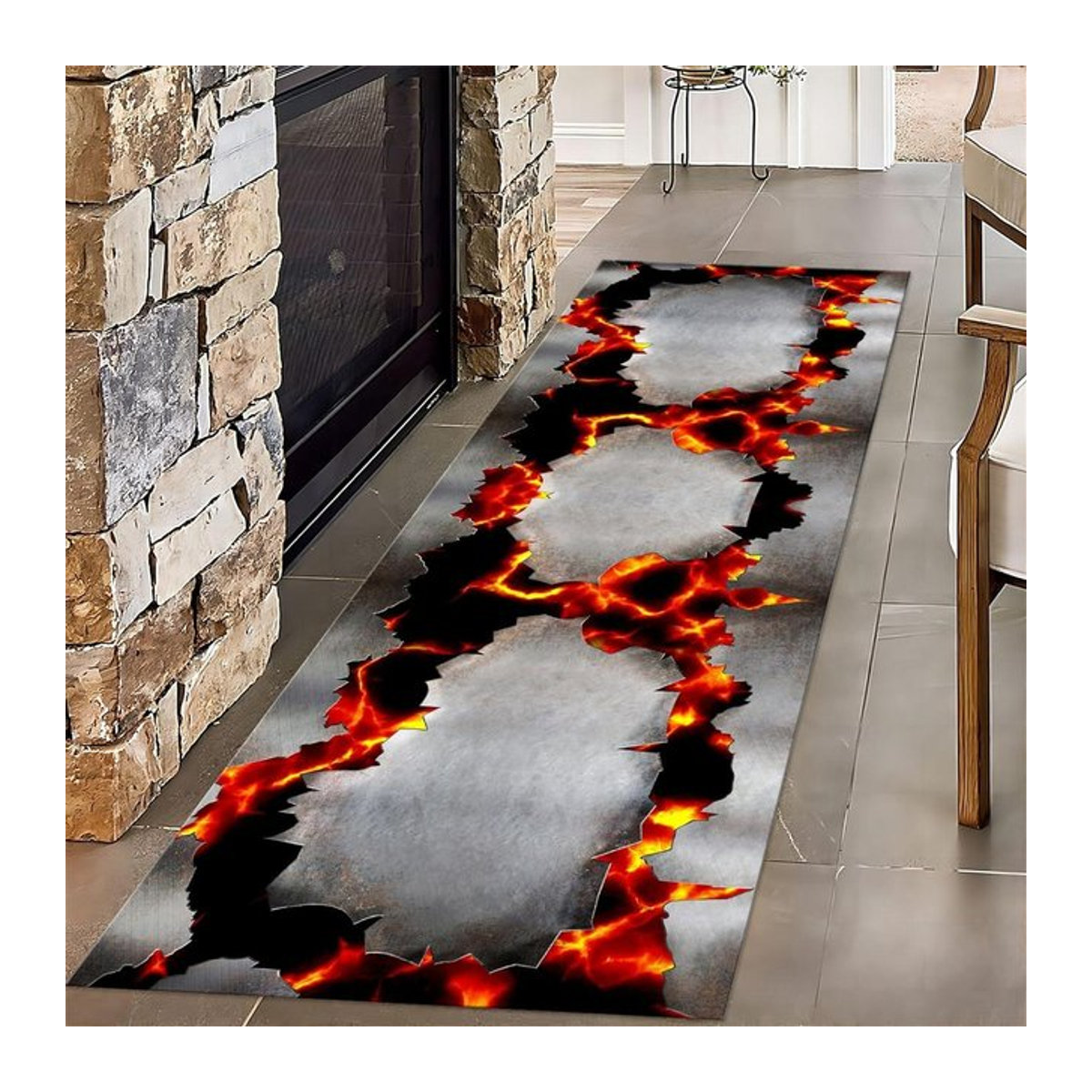 Lodestar 3D-Teppichläufer mit Lava-Muster und optischem Täuschungseffekt, rutschfest, B/L: 50 x 150 cm - Bild 1