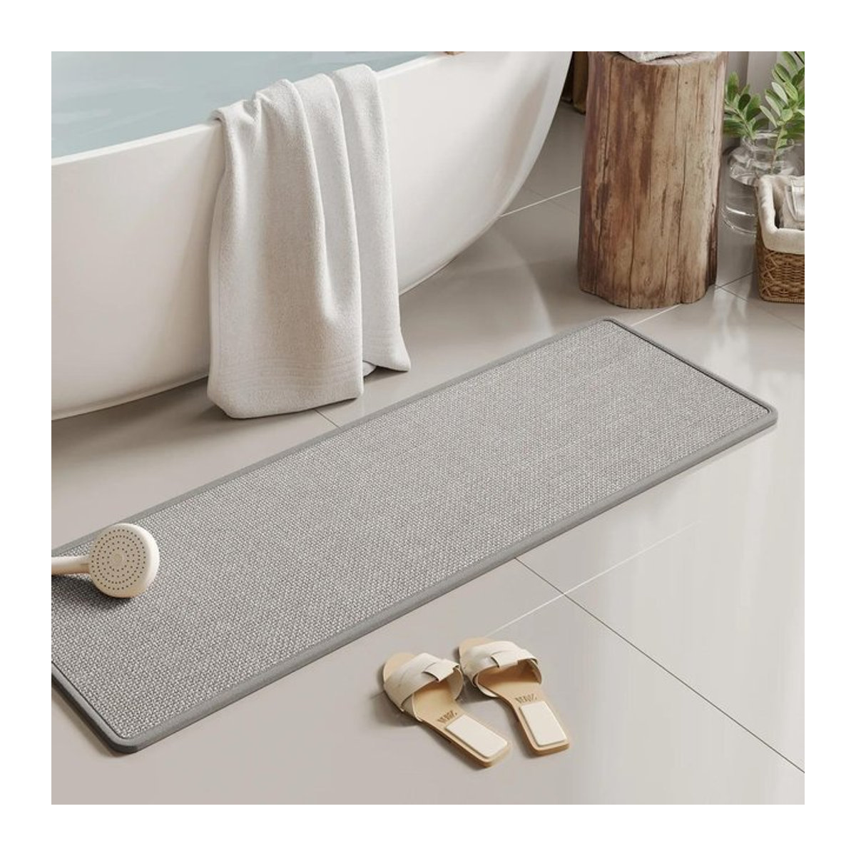 Lodestar Badematte aus Leinen in Grau, B/T: 60 x 40 cm - Bild 1