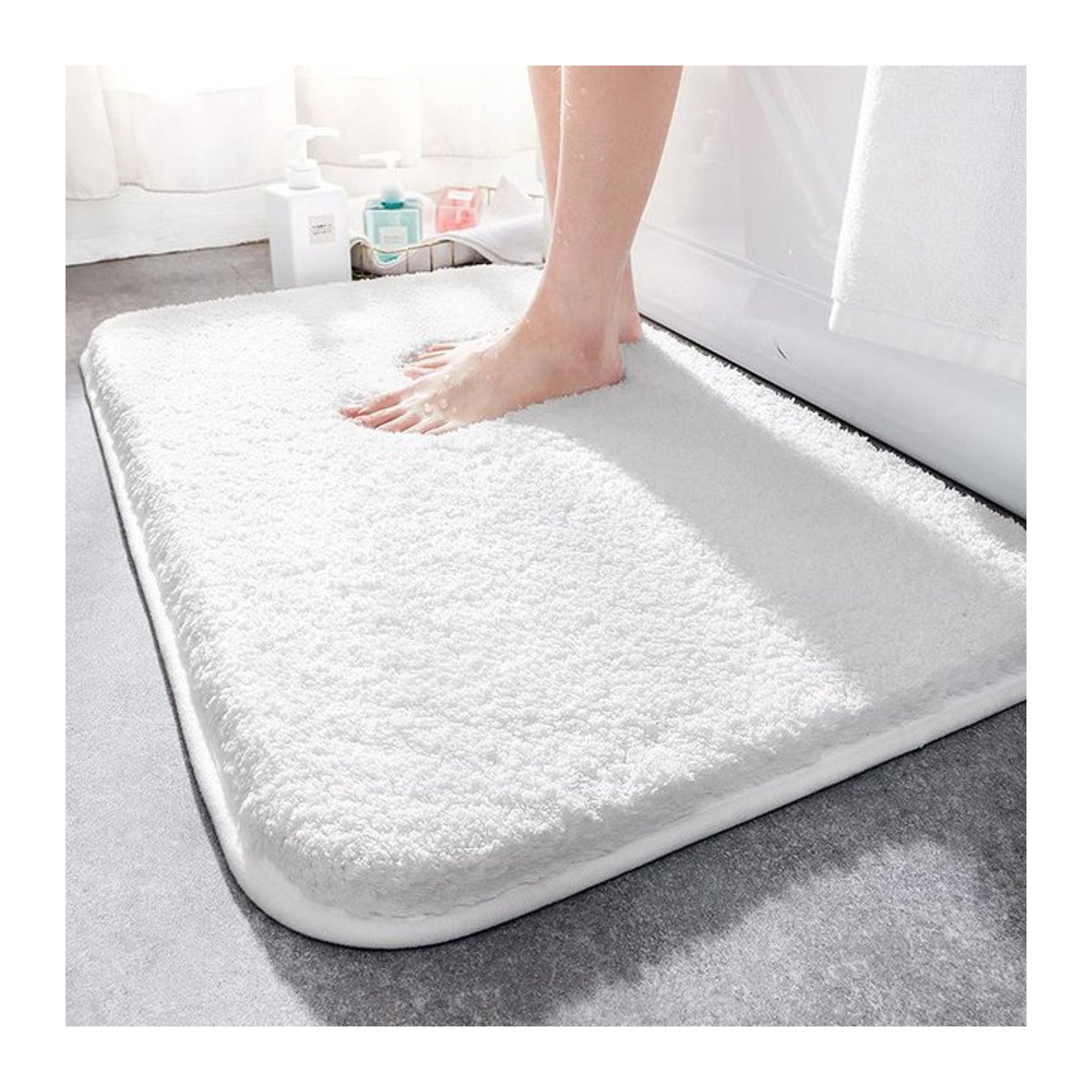 Lodestar Badematte aus super dicker Flauschfaser, rutschfest und saugfähig, Farbe: weiß, B/T: 90 x 60 cm - Bild 1