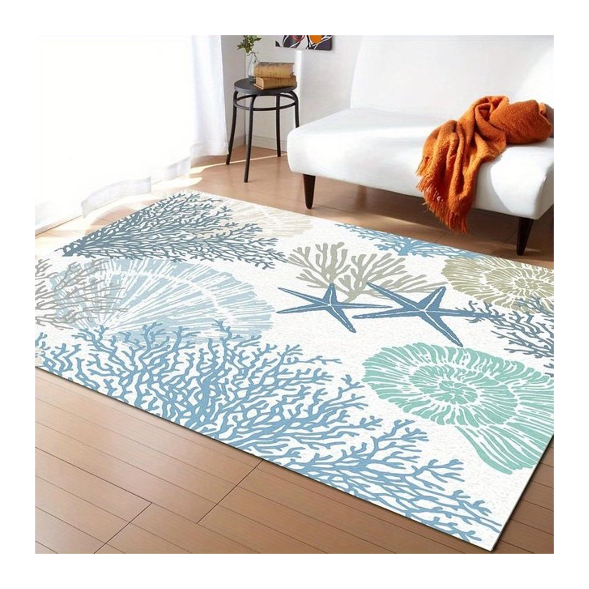 Lodestar Badezimmerteppich mit Nautik-Design Seestern Muschel Koralle B/B: 50 x 80 cm - Bild 1