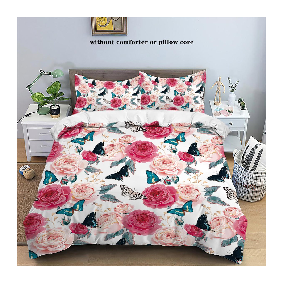 Lodestar Bettwäsche-Set 3-teilig mit Blumendruck in Naturrosa, 1 Bettbezug und 2 Kissenbezüge mit Reißverschluss, B/H: 135 x 200 cm - Bild 1