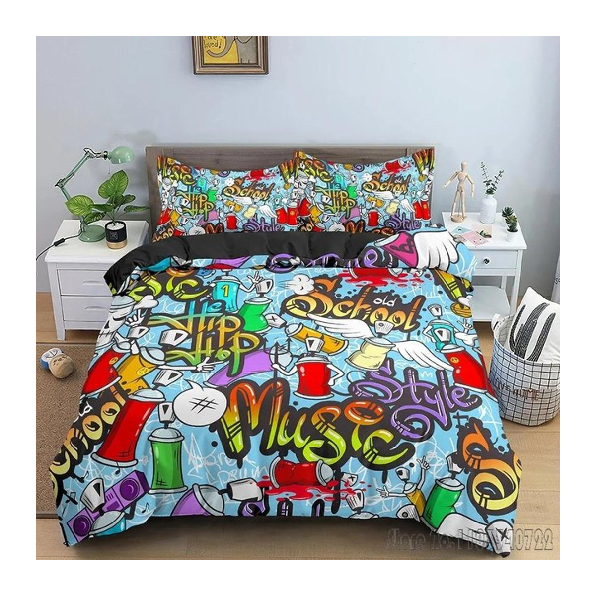 Lodestar Bettwäsche Set Cartoon Graffiti Design mit Reißverschluss, Multicolor, B/H: 120 x 150 cm - Bild 1