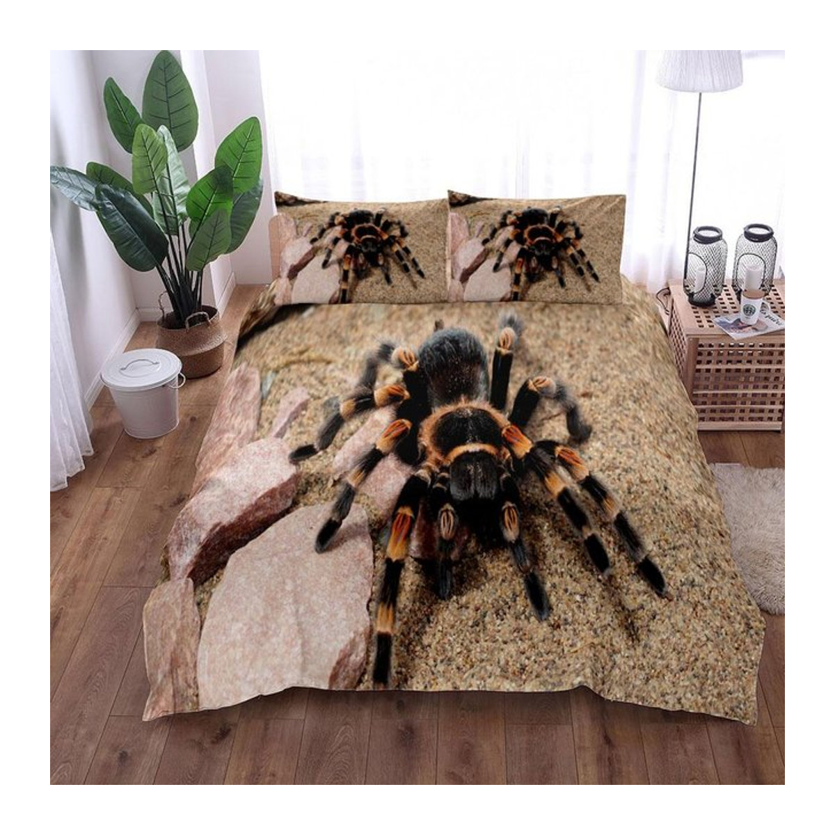 Lodestar Bettwäsche Set mit Spinnen-Motiv in Braun inklusive Reißverschluss, B/H: 150 x 200 cm - Bild 1