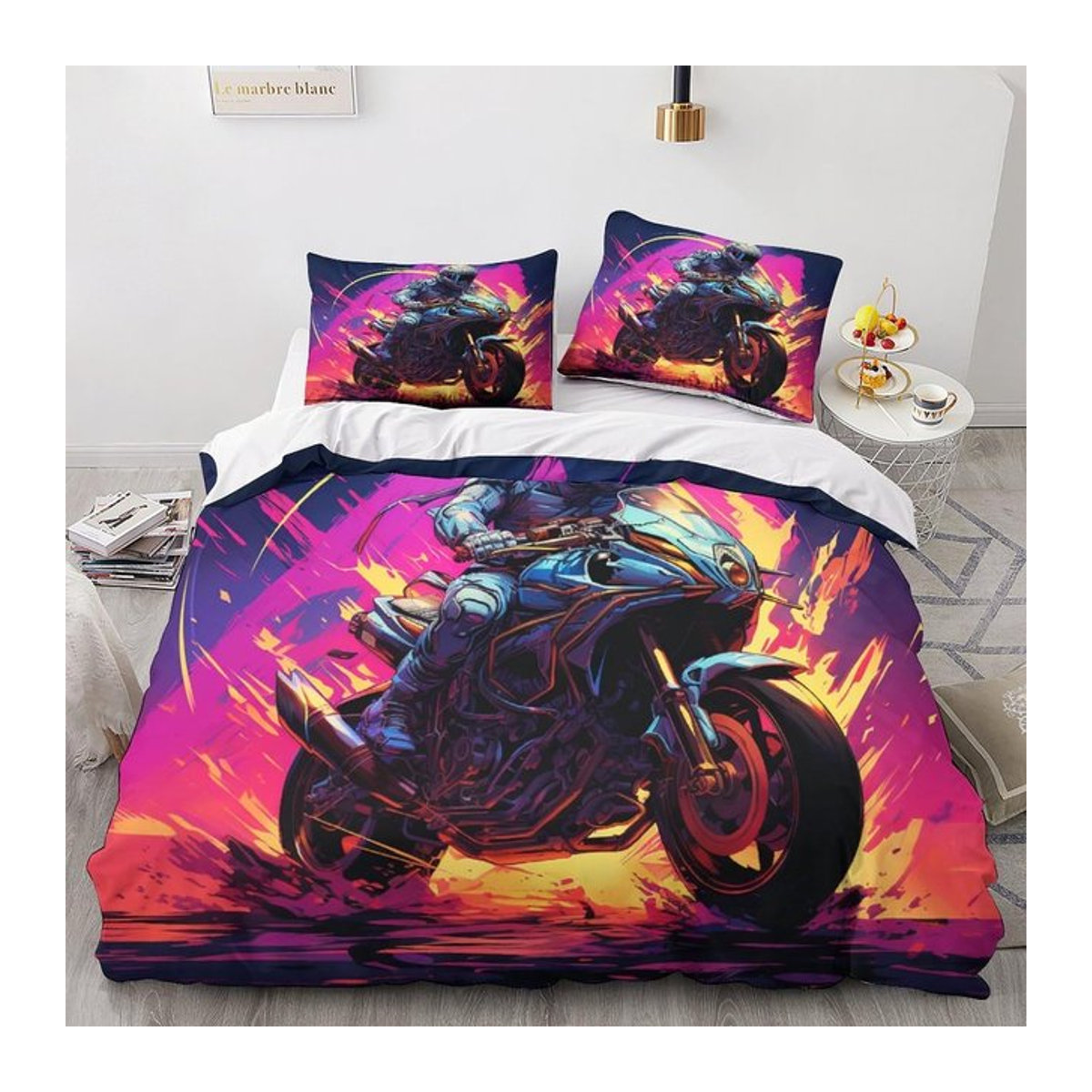 Lodestar Bettwäsche-Set Motorrad Extremsport mit Reißverschluss, Multicolor, B/H: 135 x 200 cm - Bild 1