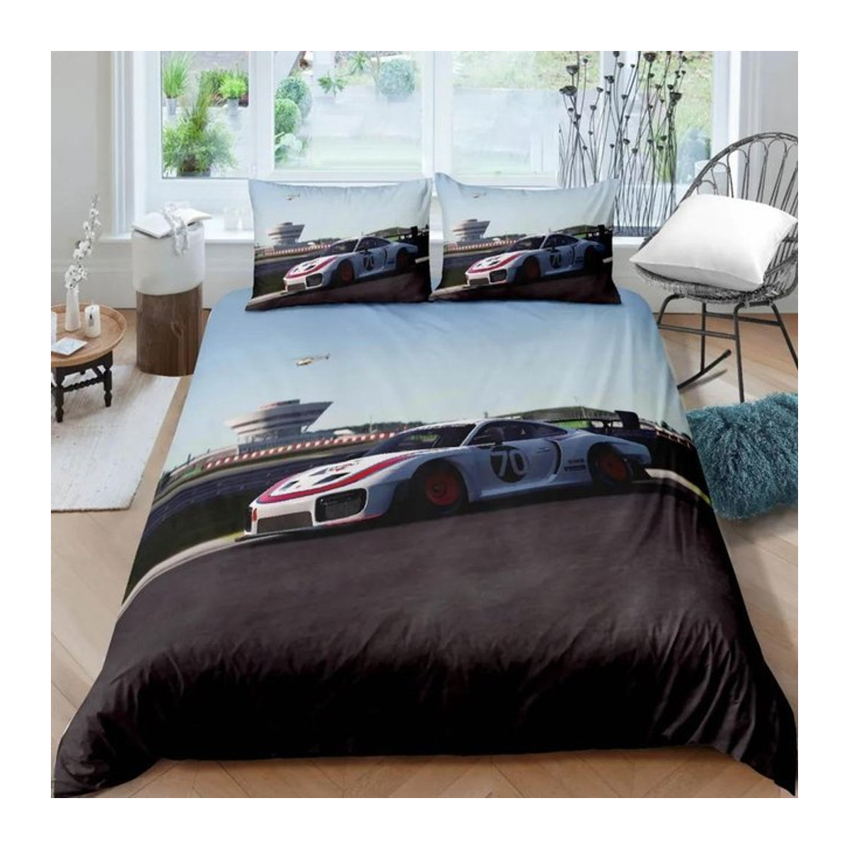 Lodestar Bettwäsche-Set Sportwagen Rennrad Schwarz Weiß mit Reißverschluss B/H: 135 x 200 cm - Bild 1
