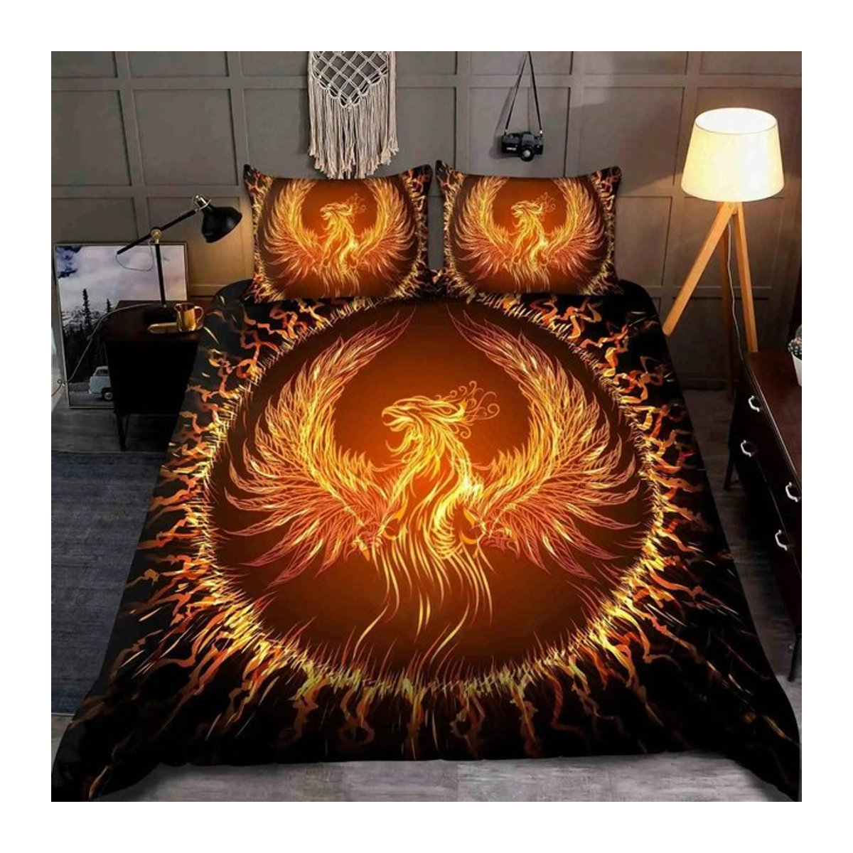 Lodestar Bettwäscheset Drache und Phönix mit Reißverschluss, Fantasy Bettbezug für Kinder und Teenager, B/H: 172 x 218 cm - Bild 1