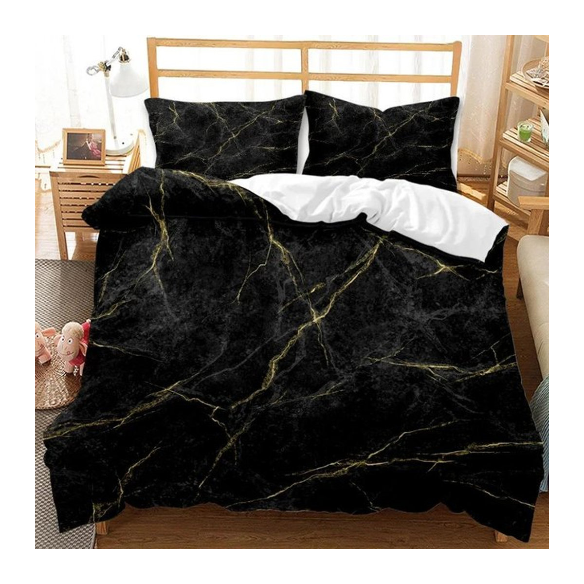 Lodestar Bettwäscheset mit Marmor Digital Design inklusive Bettdecke Bettbezug und Kissenbezug mit Reißverschluss, Breite: 70 cm, Länge: 133 cm - Bild 1