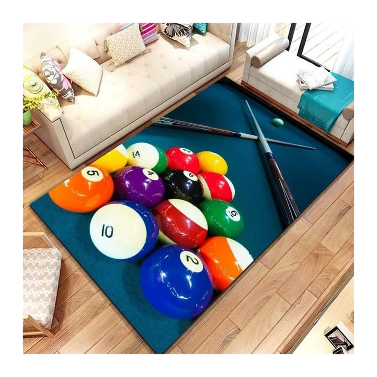 Lodestar Billard Sport Teppich mit 8 Ball Design in Multicolor, B/B/H: 60 x 40 cm - Bild 1