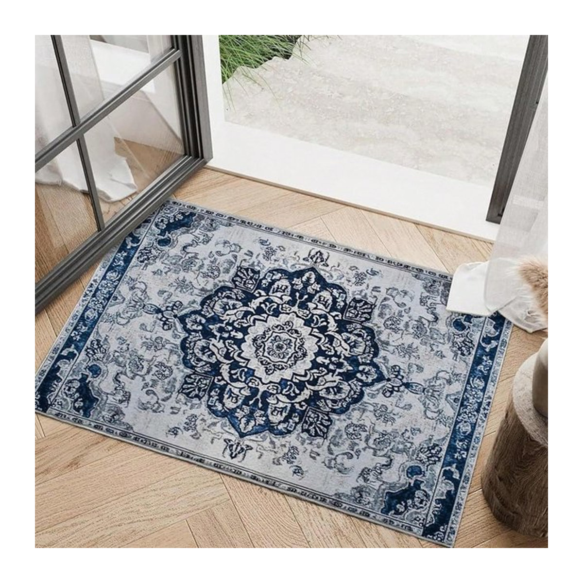Lodestar Druckteppich Blau Abstrakte Moderne Boho Design Maschinenwaschbar Rutschfest Weich B/B: 30 x 50 cm - Bild 1