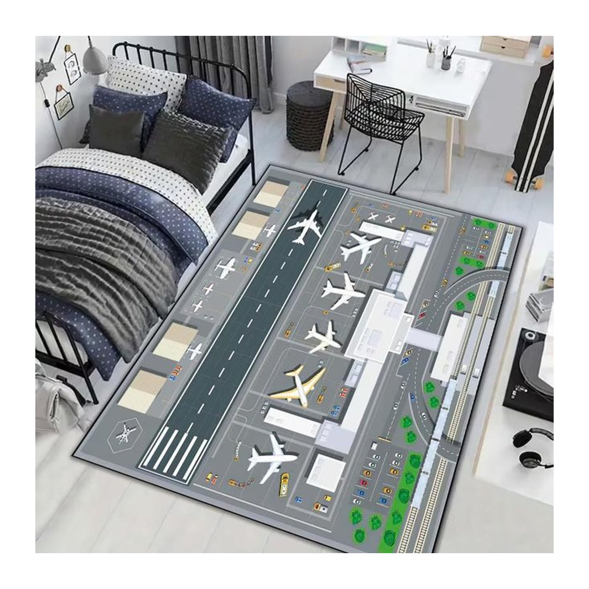 Lodestar Flughafen Landebahn Teppichmatte mit Terminal Design, Multicolor, B/T: 60 x 40 cm - Bild 1