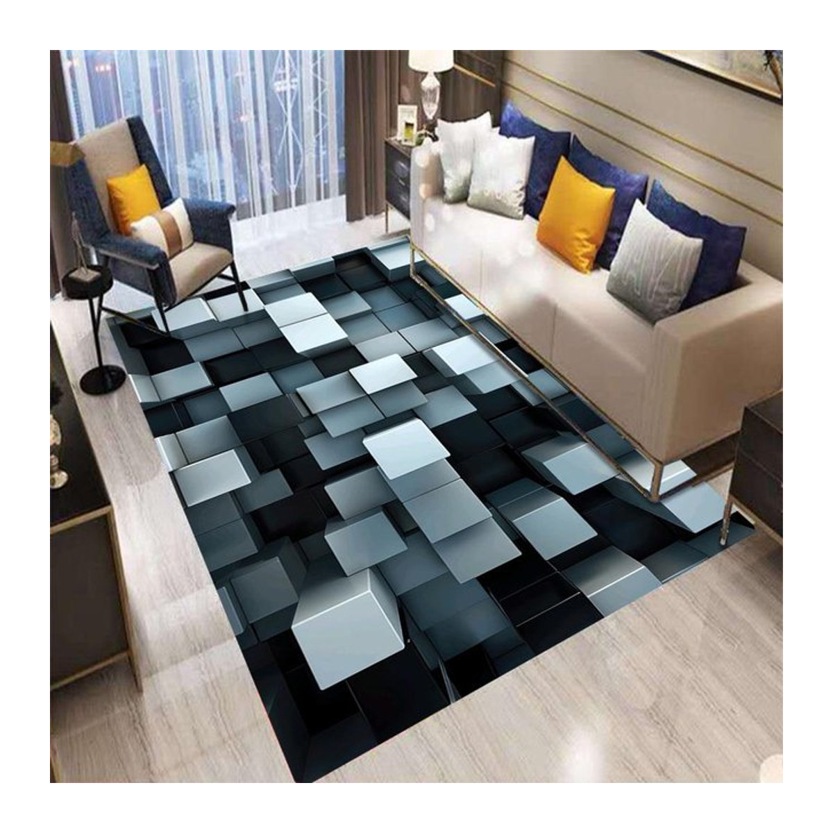 Lodestar Gaming-Teppich in Neongelb mit geometrischem Tech-Design, B/B: 60 x 40 cm - Bild 1