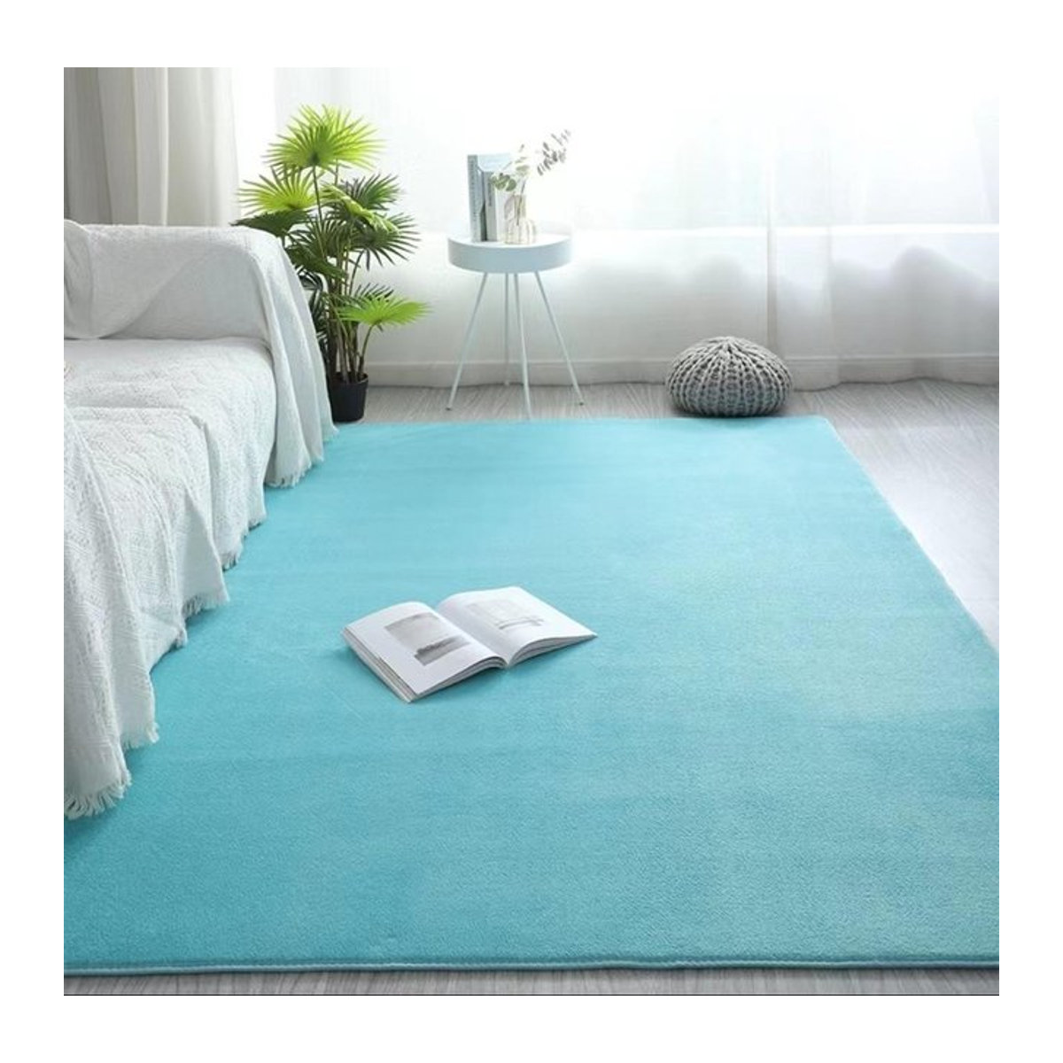Lodestar Japanischer Korallenflor Kurzflor Teppich Rutschfeste Bodenmatte Himmelblau B: 60 cm, T: 40 cm - Bild 1