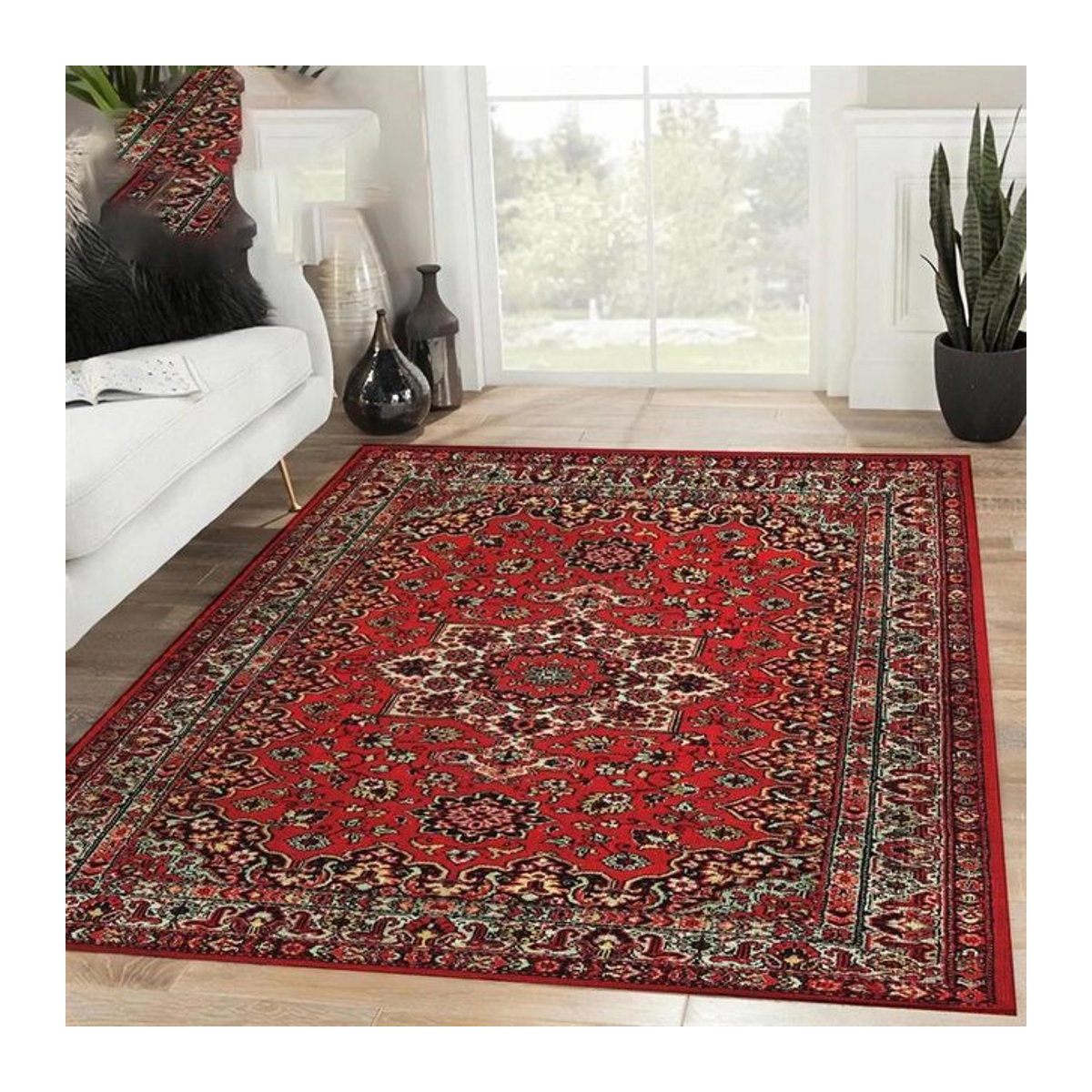 Lodestar Orientteppich im klassischen persischen Stil mit Vintage-Blumenmuster in Rot, B/B: 50 x 80 cm - Bild 1