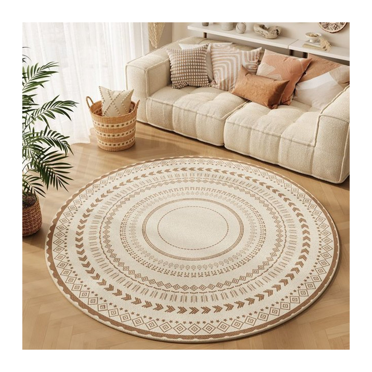 Lodestar Rundteppich mit buntem geometrischem Streifenmuster, rutschfester Bereichsteppich für Wohnzimmer und Schlafzimmer, Durchmesser: 40 cm - Bild 1