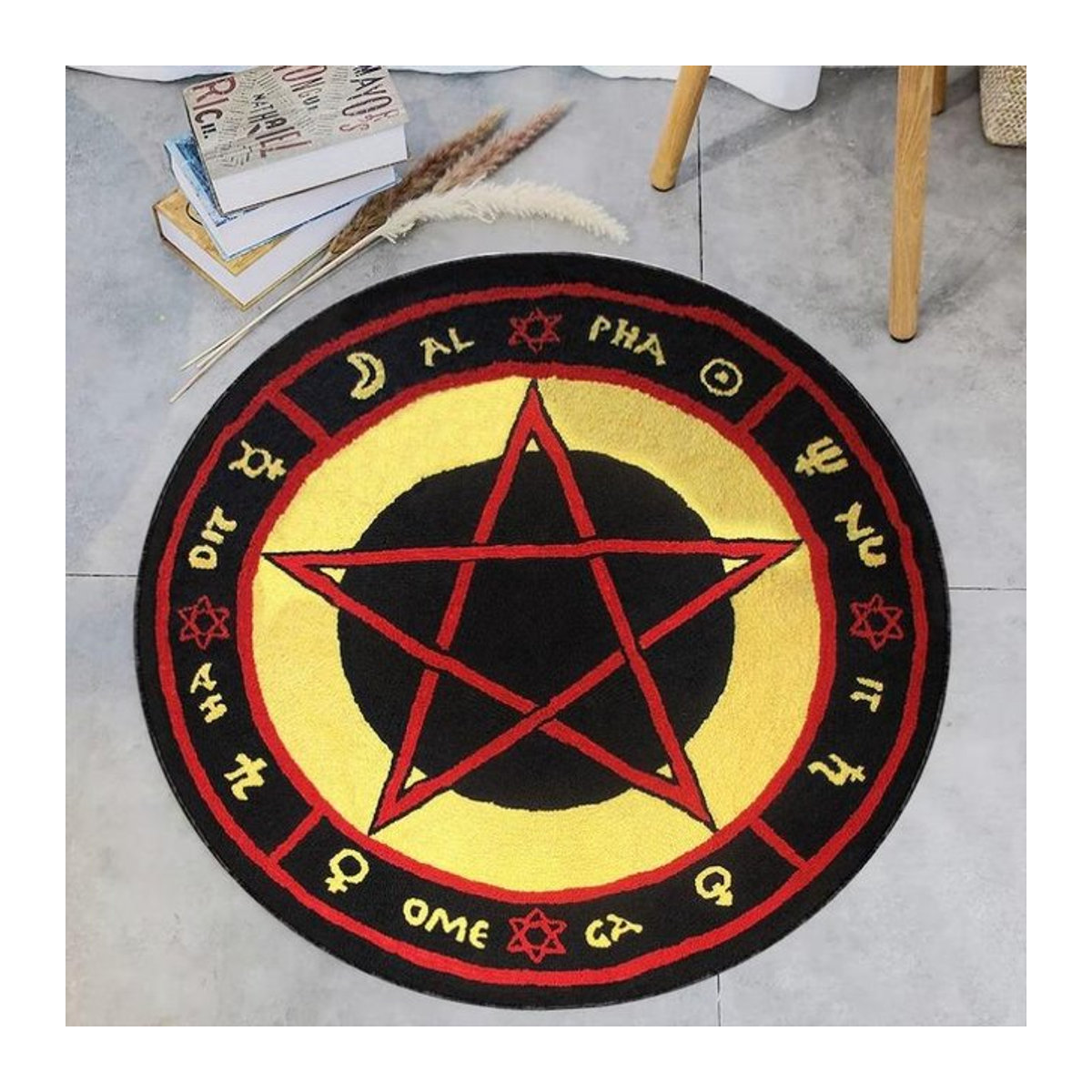 Lodestar Rundteppich mit rotem Pentagramm Motiv in Rot, Durchmesser: 40 cm - Bild 1