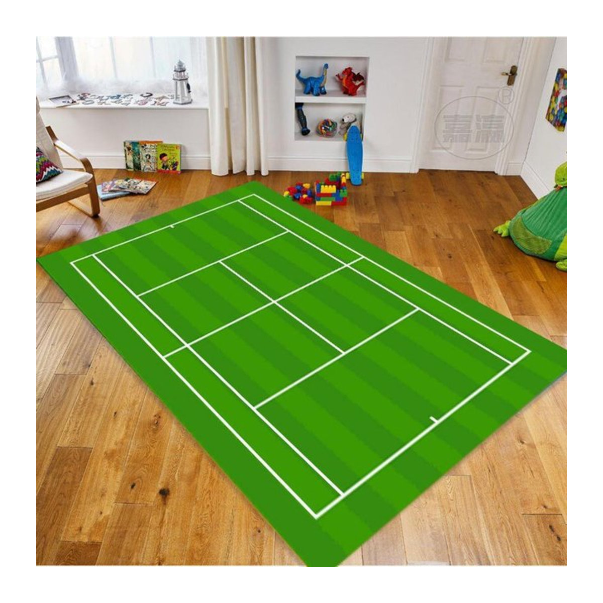 Lodestar Rutschfester Teppich mit Tennisplatz Muster in Mehrfarbig B: 120 cm, T: 160 cm - Bild 1