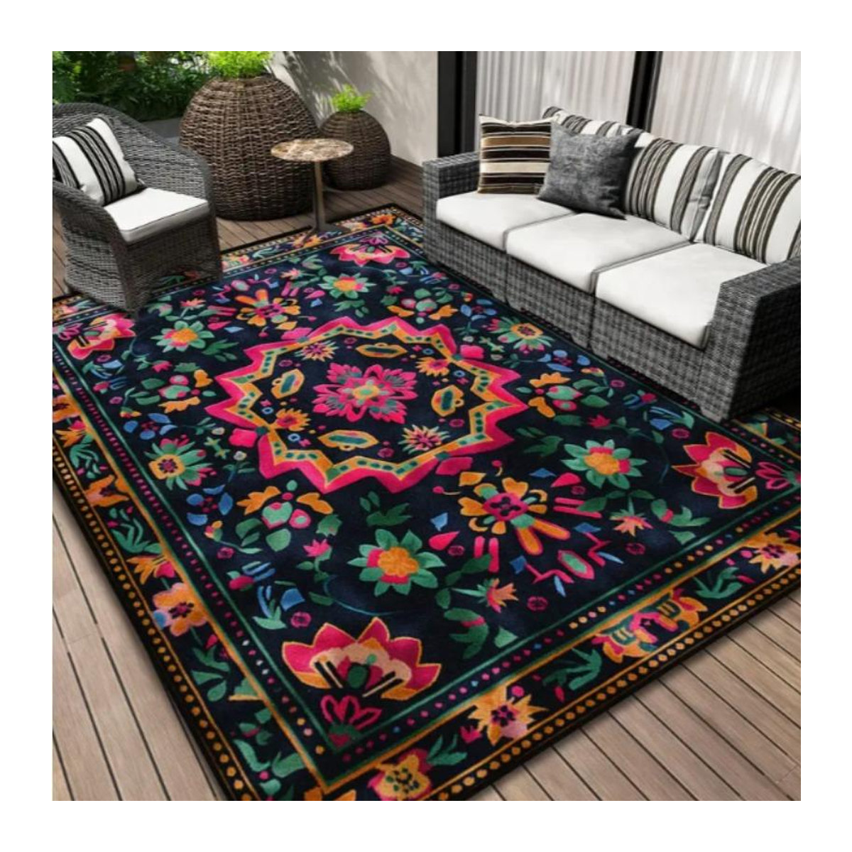 Lodestar Teppich im böhmischen Stil in Rosarot, B/B: 120 x 160 cm - Bild 1