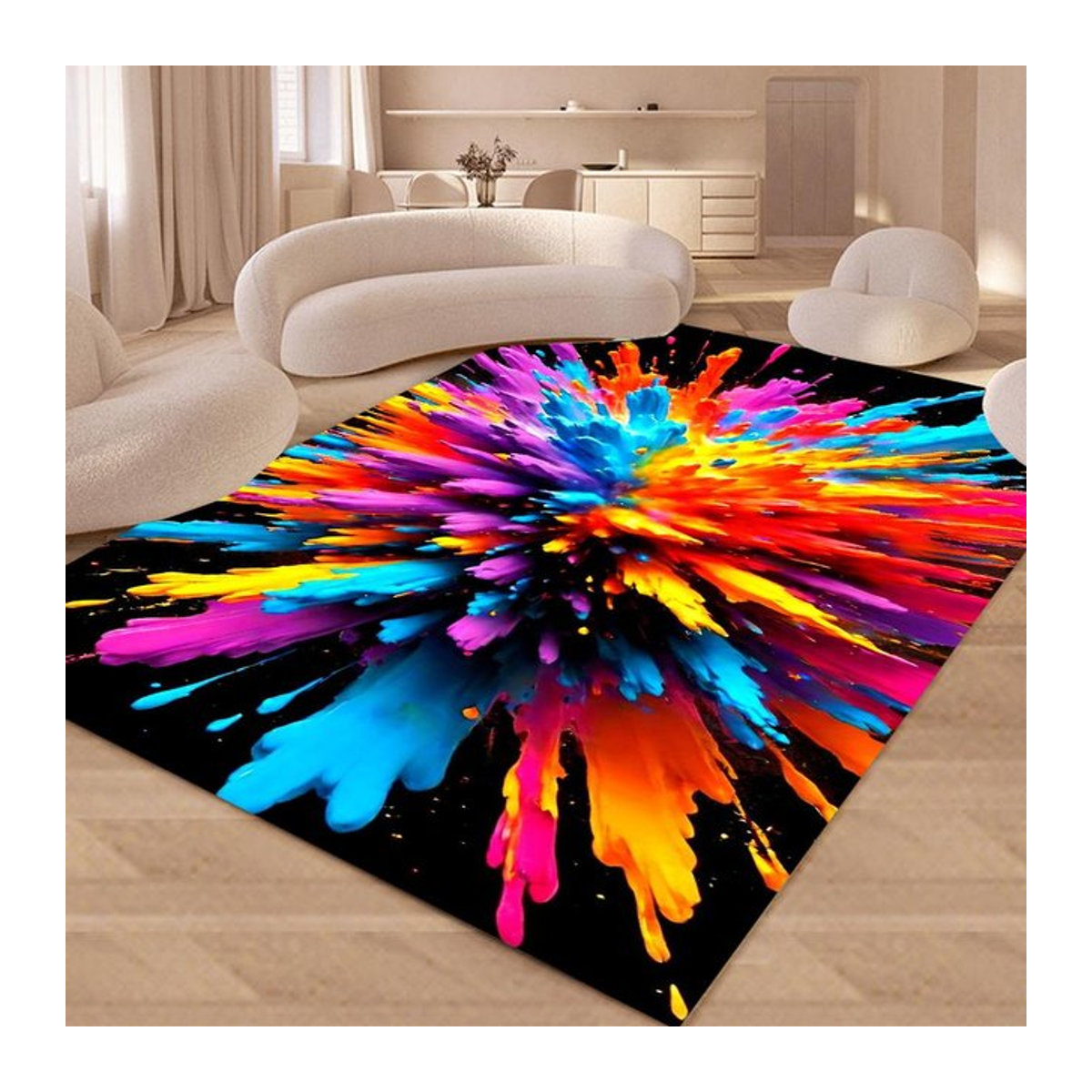 Lodestar Teppich mit Farbspritzermuster in Multicolor für Wohnzimmer und Schlafzimmer B/B: 40 x 60 cm - Bild 1