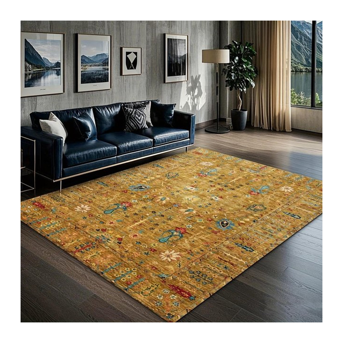 Lodestar Teppich mit goldgelbem Muster für Wohnzimmer und Schlafzimmer B/B: 240 x 160 cm - Bild 1
