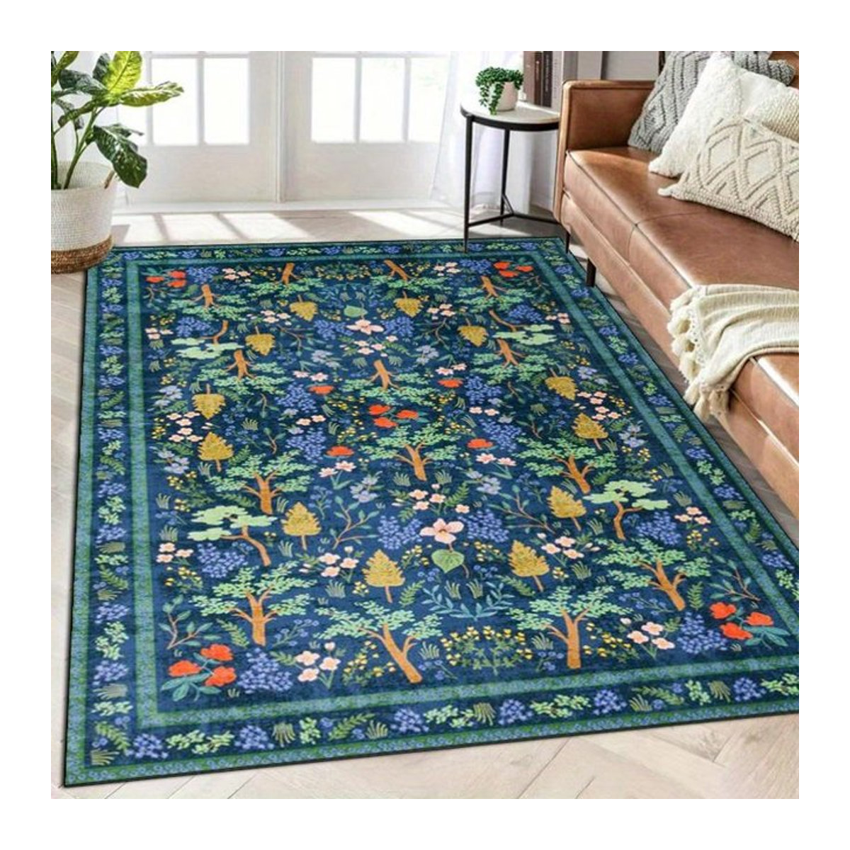 Lodestar Vintage Perser Teppich mit buntem floralem und geometrischem Design, B/B: 40 x 60 cm - Bild 1
