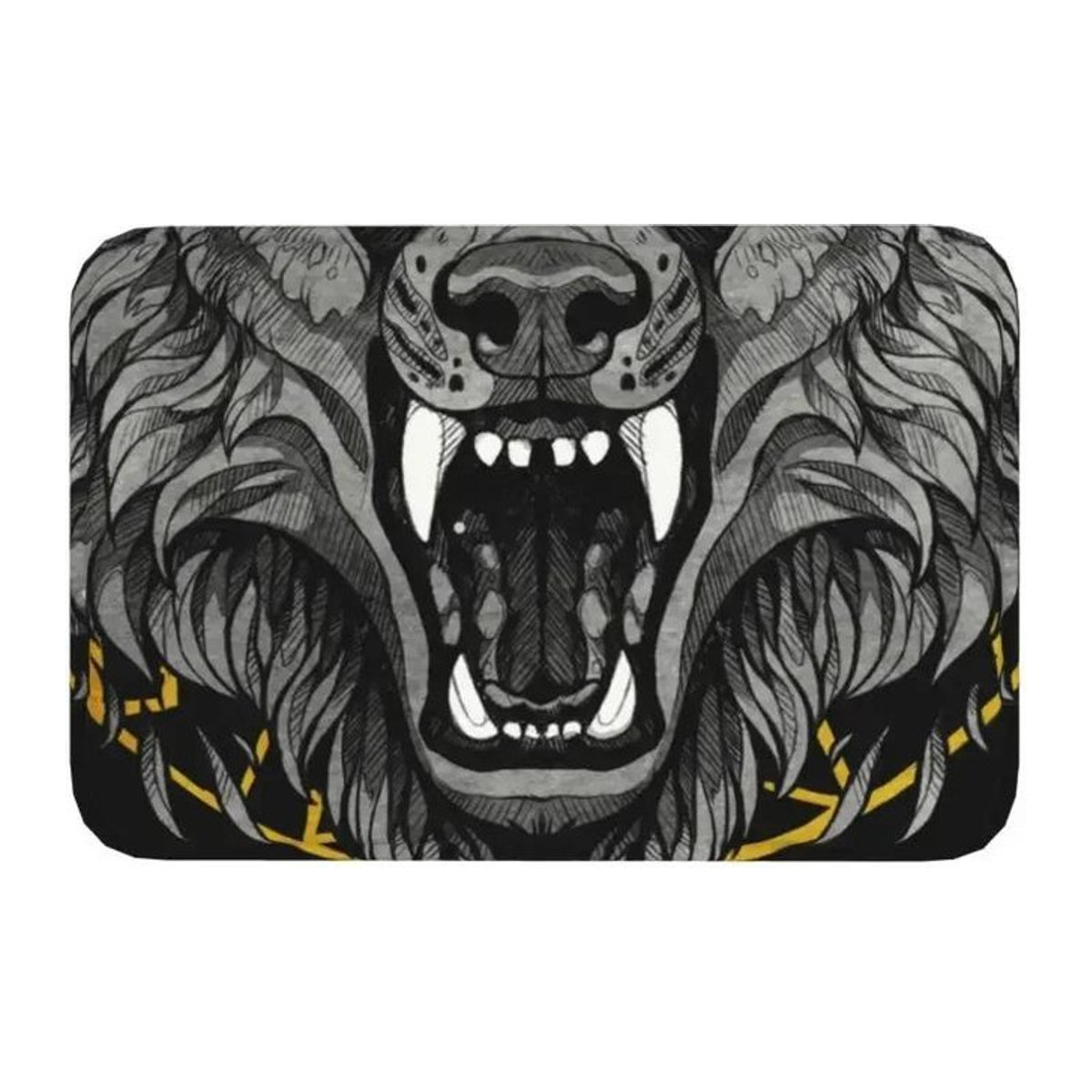 Lodestar Wikinger Fußmatte In Battle And Go To Valhalla, Anti-Rutsch und Wasserdicht, Schwarz, B/T: 60 x 40 cm, Höhe: 1 cm - Bild 1