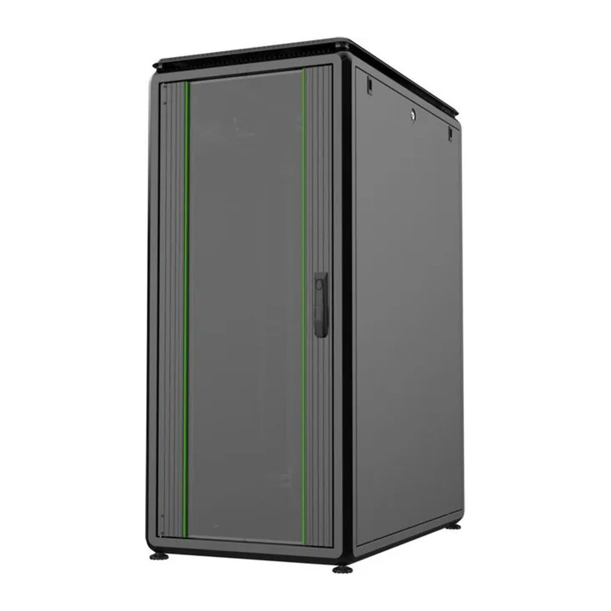 LOGON RDL26U61BL Freistehender 26U Rackschrank aus Metall und Glas in Schwarz mit Sperrschloss und verstellbaren Füßen - Bild 2