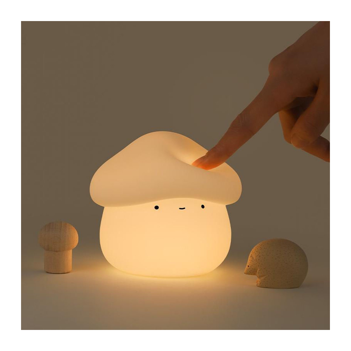 Lokey Pilz Nachtlampe für Kinder aus Silikon, dimmbares LED Schlafnachtlicht in Weiß mit Timer und warmweißem Licht - Bild 5