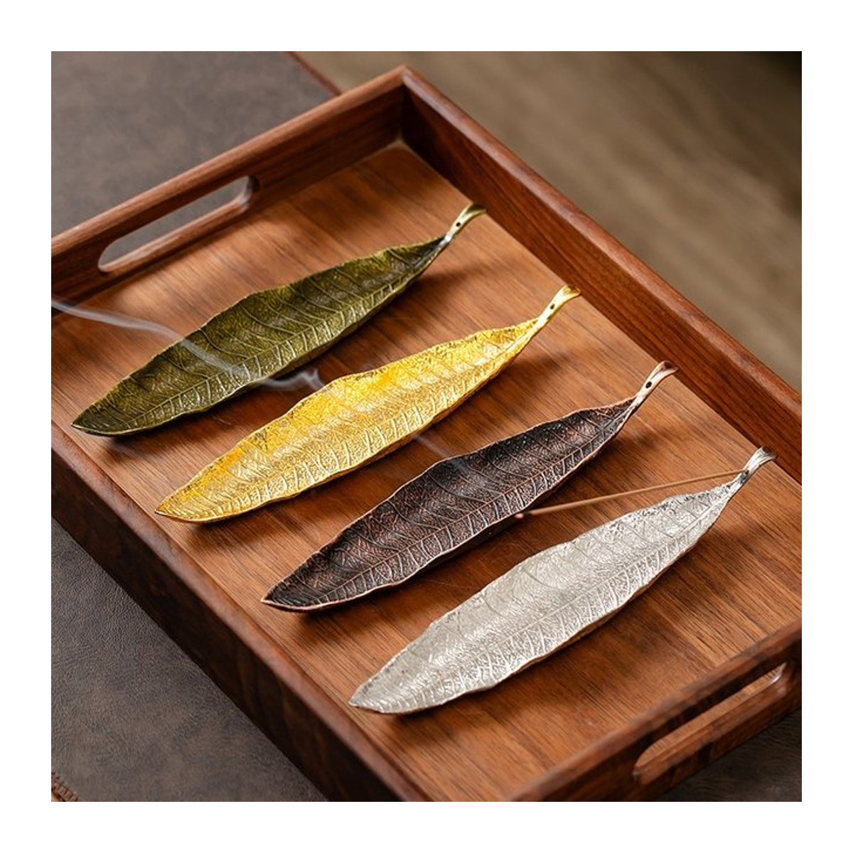 Long Leafs Räuchergefäß aus Metall mit floralem Design in Braun und Mehrfarbig - Bild 1