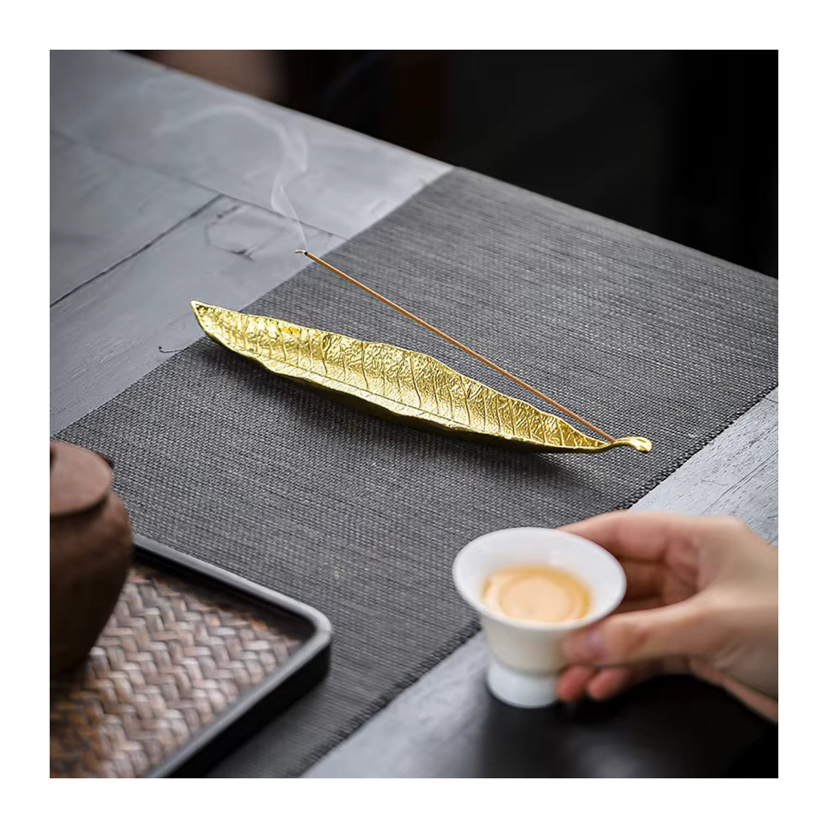 Long Leafs Räuchergefäß aus Metall mit floralem Design in Braun und Mehrfarbig - Bild 5
